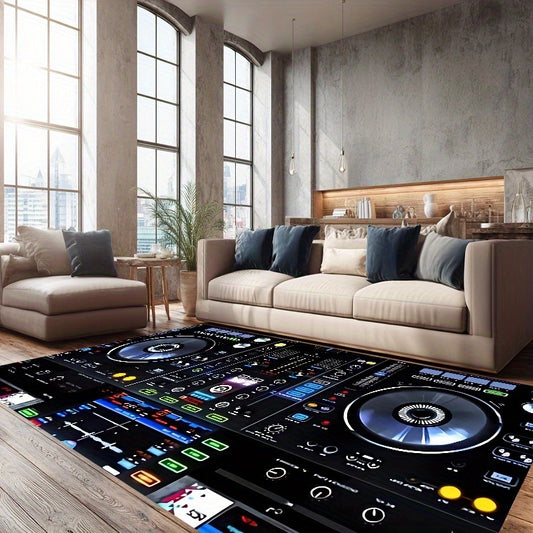 Modern Minimalist Nordic Geometric Mat Mat - Non-Slip PVC Backing, Machine Washable 100% Polyester, Blue & White Design for Living Room, Bedroom, Camping, Yoga, Gaming Room - Indoor/Outdoor Use, Yoga Space Decor, Contemporary