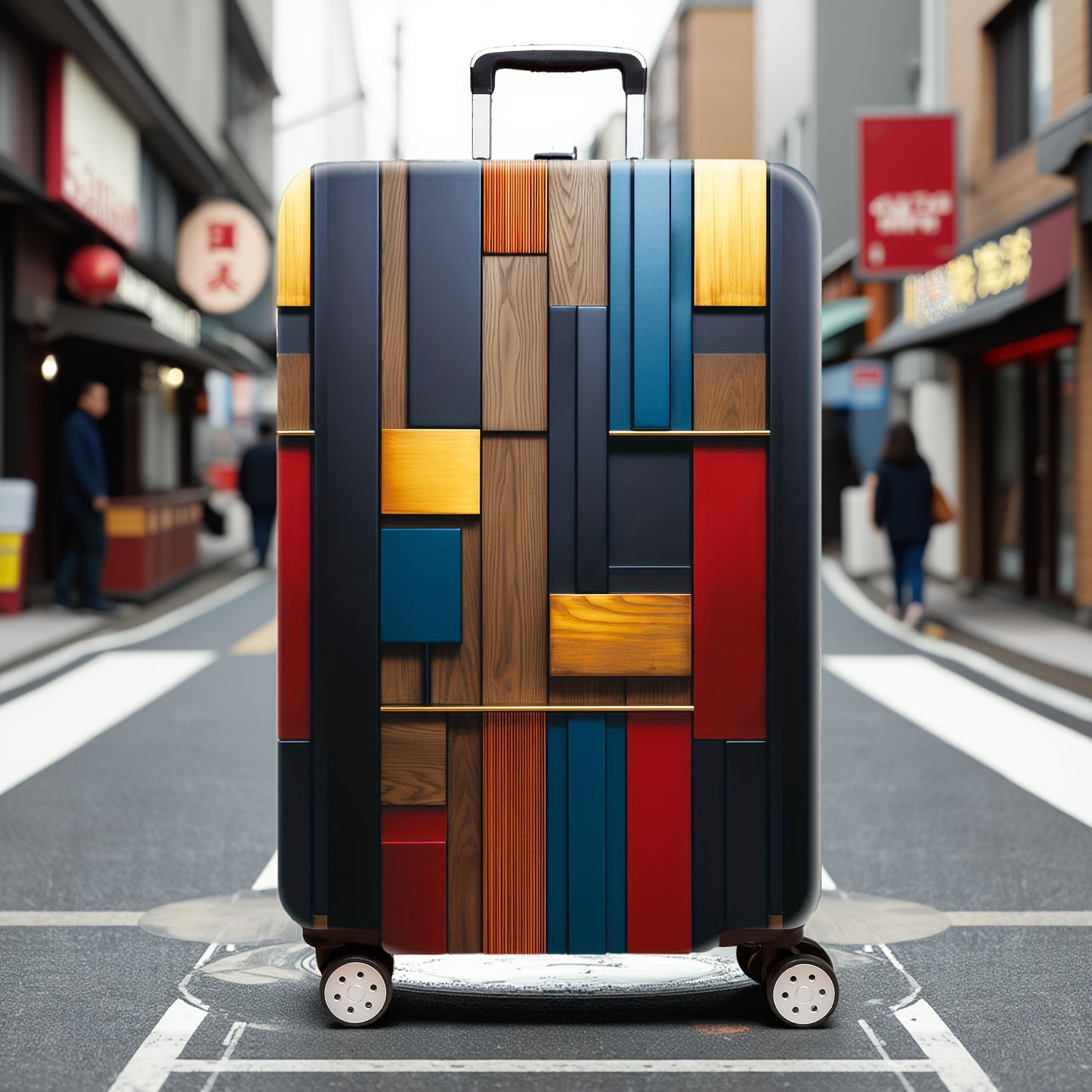 1pc of 300G/M² High-End Wood Grain Series Printed Pattern, Thickened Suitcase Protective Cover, Thickened Suitcase Accessory, Suitable for Business, Business Trips, Vacations, Travel, Luggage Check-In, Back to School, Adding