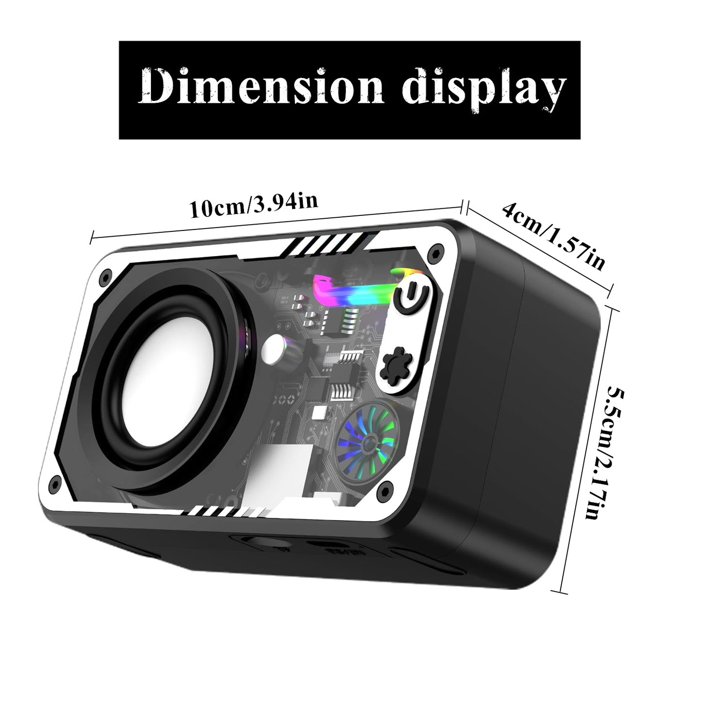 New Transparent LED Mini Machine Wind Speaker, RGB Seven Color Light Effect Speaker, 5W Portable Small Bluetooth Speaker Shock Sound Super Long Standby Support TF Card, Bluetooth Connection Function, Creative Gifts, Holiday G