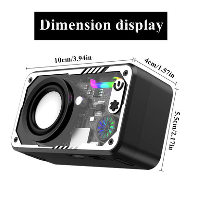 New Transparent LED Mini Machine Wind Speaker, RGB Seven Color Light Effect Speaker, 5W Portable Small Bluetooth Speaker Shock Sound Super Long Standby Support TF Card, Bluetooth Connection Function, Creative Gifts, Holiday G