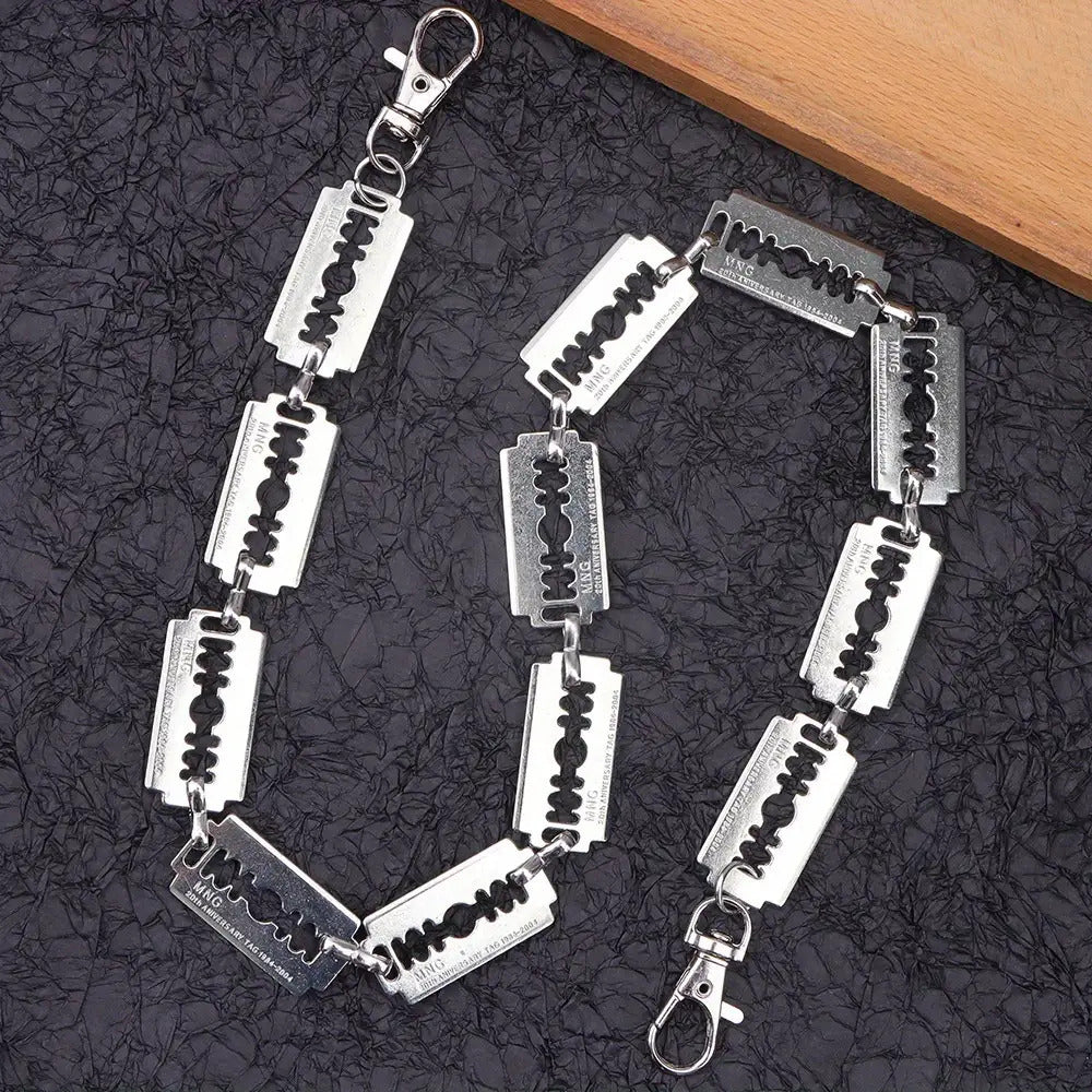 Stainless Steel Adjustable Punk Gothic Waist Chain with Metal Blade Zipper - Edgy Unisex Body Jewelry for Men & Women, Hip Hop Street Style Festival Accessory, Halloween & Christmas Gift, Durable Chain for Concerts, Parties,