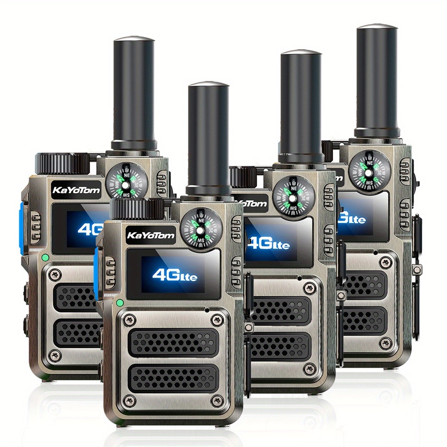 2 Global Walkie-Talkies with Unlimited Range Communication 5000 Kilometers Long-Distance Radio. Three-color Lights Can Be Switched. Compass-style Handheld. PoC Rechargeable. Multi-functional Two-way Communication with High-qu