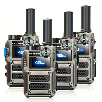 2 Global Walkie-Talkies with Unlimited Range Communication 5000 Kilometers Long-Distance Radio. Three-color Lights Can Be Switched. Compass-style Handheld. PoC Rechargeable. Multi-functional Two-way Communication with High-qu