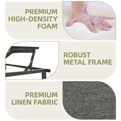 Sablyme 3-in-1 Convertible Sleeper Chair Sofa Bed, Convertible Sofa Bed with Pull- Out Bed, Adjustable Pull-Out Sleeper with Multi-Pocket Folding Design, Linen Fabric Sofa with Side Storage Pockets And Adjustable Backrest, fo