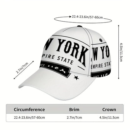 1pc 2D NewYorkBadge Print Baseball Cap - Polyester Adjustable Snapback with Full-Body Vibrant Design, Ideal for Outdoor Sports, Running & Casual Streetwear.
