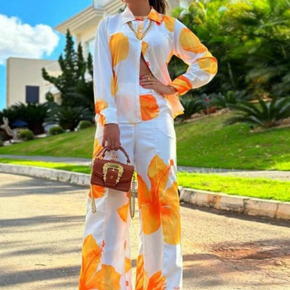 HERTALKWomen's fashion suit Zebra pattern long sleeve cardigan shirt trousers Women's new two-piece summer