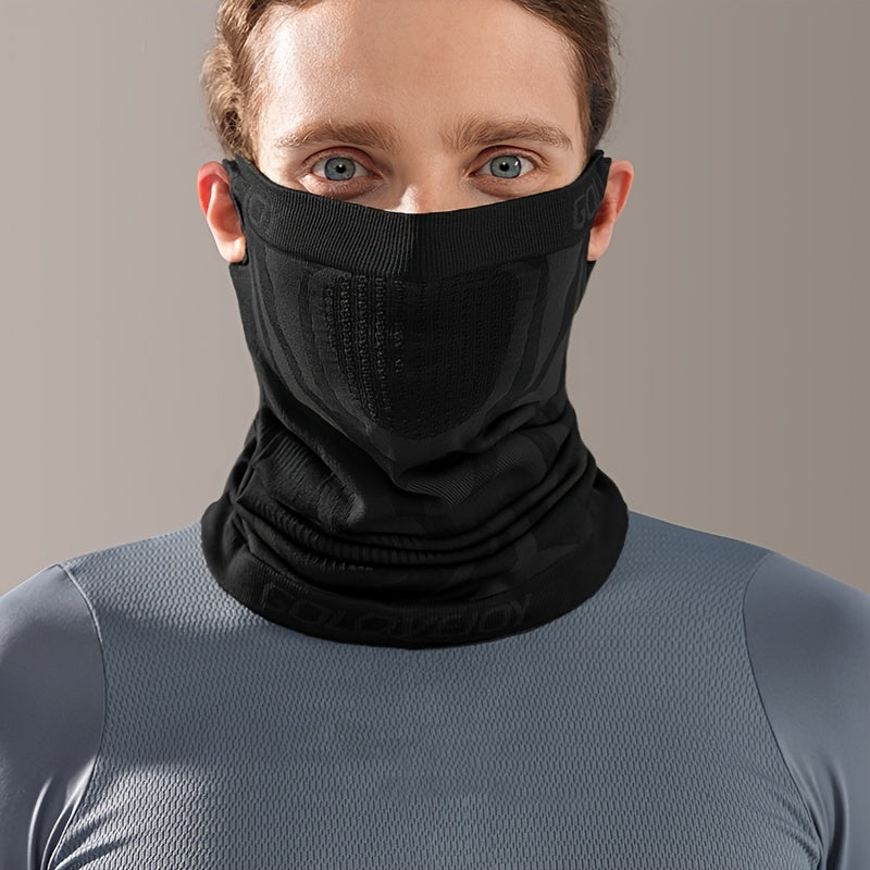 Unisex Face Mask Scarf Neck Gaiter, Breathable Elastic Soft Reusable Half-Face Mask, Black Ear-Loop Knitted Face Cover, Multi-Functional Headwear