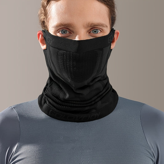 Unisex Face Mask Scarf Neck Gaiter, Breathable Elastic Soft Reusable Half-Face Mask, Black Ear-Loop Knitted Face Cover, Multi-Functional Headwear