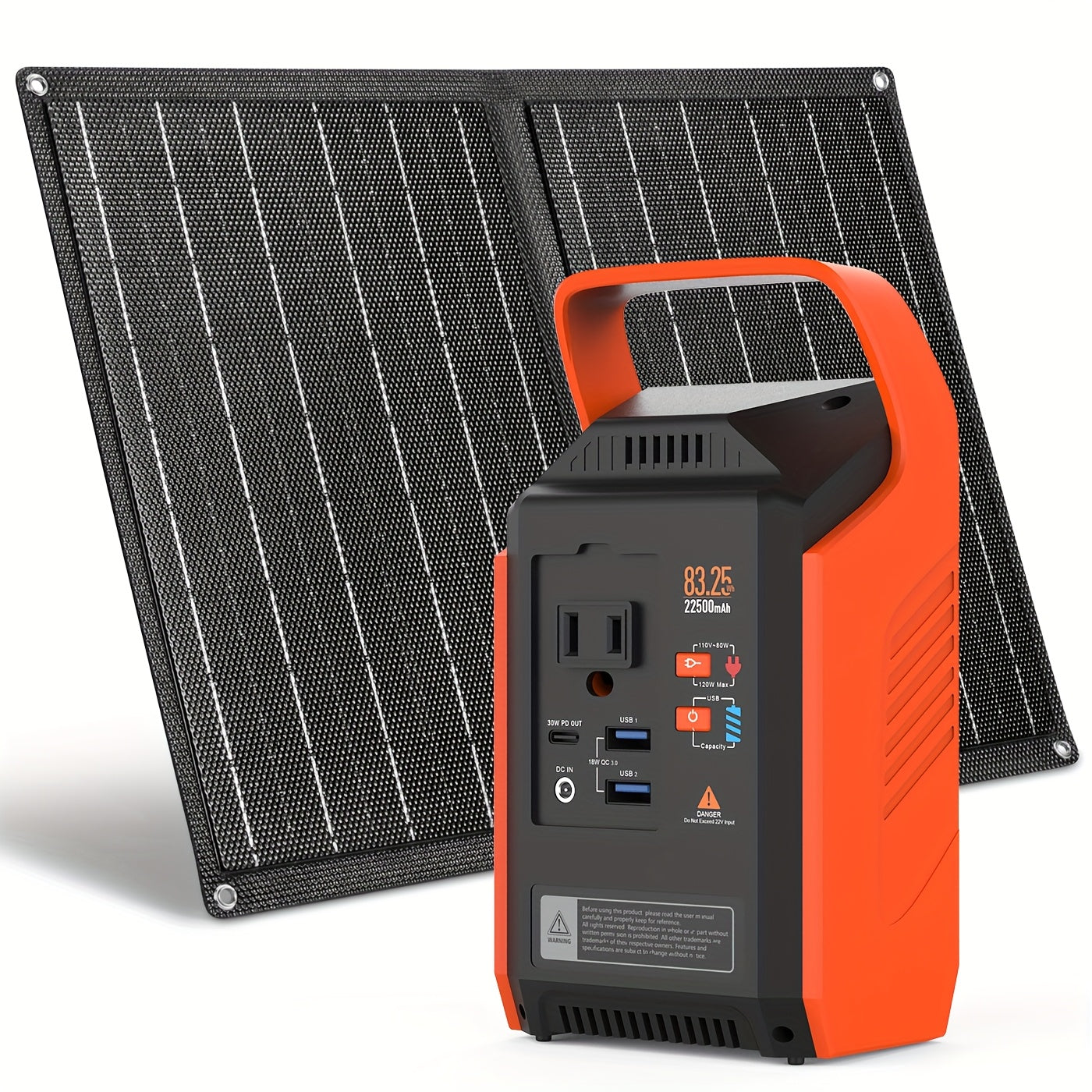 Portable Power Station 240/111/88/83Wh With 60/40/30/21W Solar Panels With AC Outlet 110V(3*USB A, 2*USB C, 2*AC, 2*DC) Solar Generator For Travel Home Emergency Hurricaneth