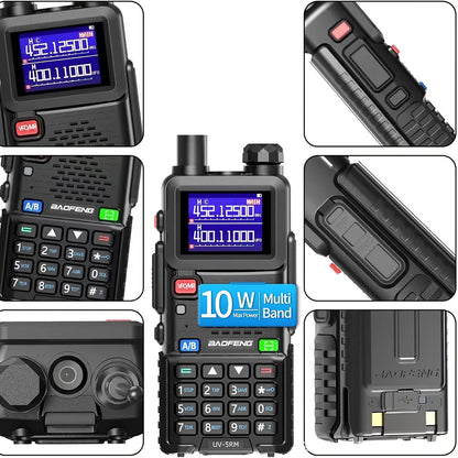 BAOFENG 5RM 10W Ham Radio AR-5RM Long Range Handheld Portable Multi Band NOAA Weather Radios 999 Channels Two Way Radio With 2500mAh USB-C Charger, High Gain Antenna, Speaker Mic, USB Programming Cable For Camping (2 Pack)