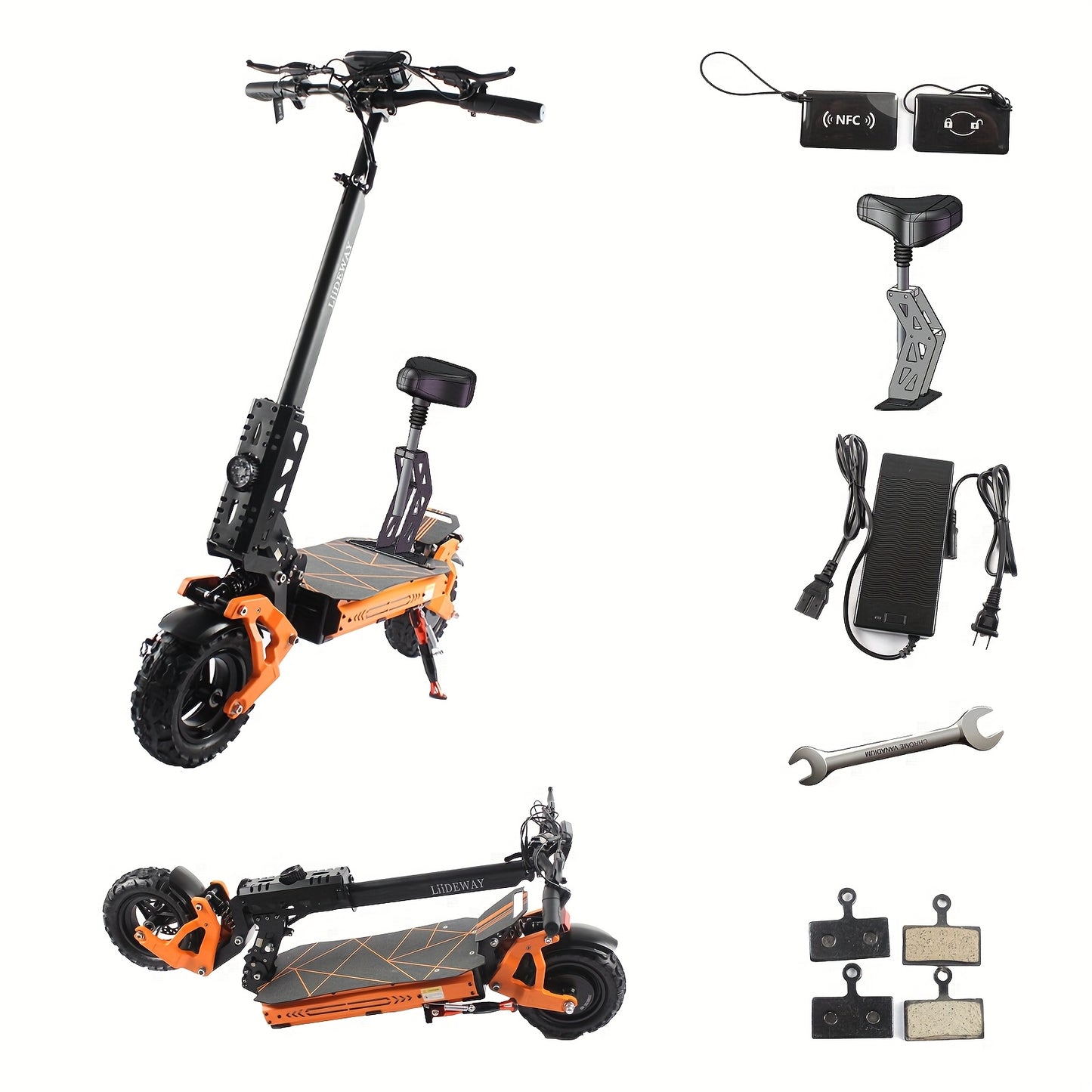 Adult Electric Scooter with 37-Mile Range, 11'' All-Terrain Offroad Tires & Dual Brakes - Foldable E-Scooter with Absorption, LCD Display, /NFC, 2-in-1 Power (/) for Commuting, Long Range Riding (Heavy