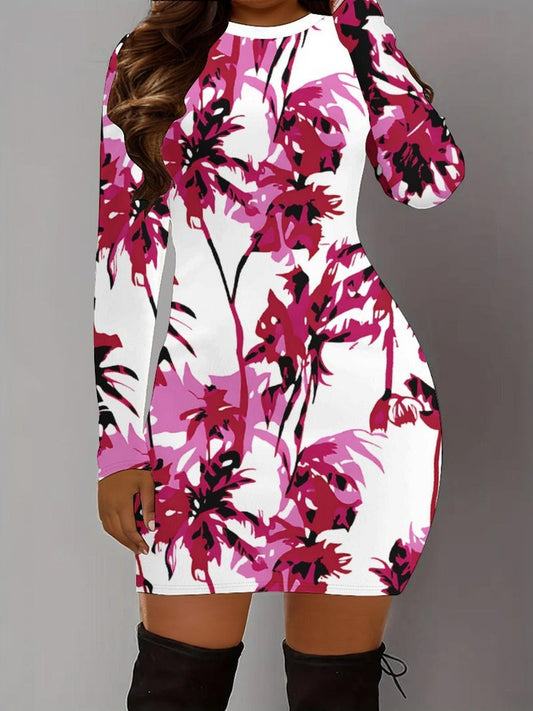 Elegant 3D Printed Women'S Bodycon Dress | Classic Pattern Design, Crew Neck, Perfect for All Seasons