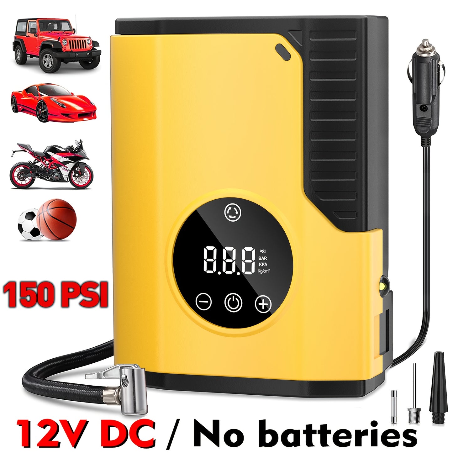Tire Inflator Portable Air Compressor, Portable Air Compressor with Digital Gauge & LED Light, USB Rechargeable, 3X Fast Inflation, for SUV Cars Bikes Motorcycles & Sports Equipment And Ball, Black Friday Christmas 2026 New Y
