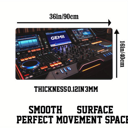 1pc Gemini G4V Controller Design Mousepad, Non-Slip Rubber Base, Washable Oblong Desk Mat for DJs, Professional Mixing & Effects Setup, Modern Black with Illuminated Displays, Mouse Pads for Desk