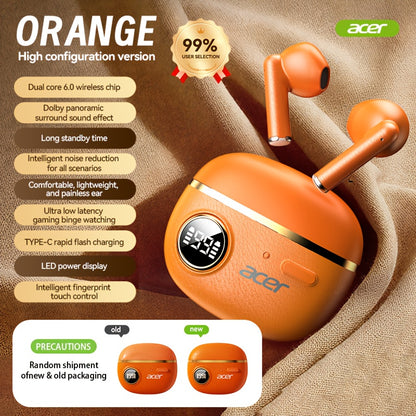 [Acer] 2025 new model back-to-school season TWS Wireless Headset Heavy Bass Stereo + Talking Noise Cancellation Ultra Long Lasting Sports Running In-Ear Low Latency Gaming Mode HIFI Audio Lightweight Touch Design Stylish Desi