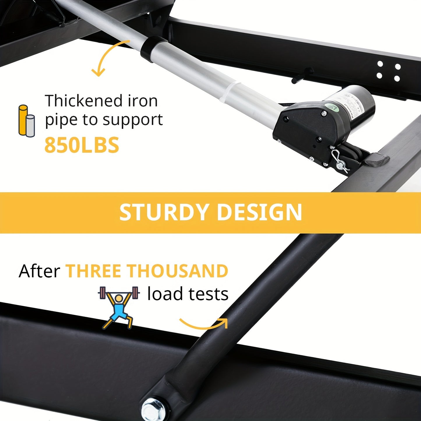 SmileBack Adjustable Bed Frame With Wireless Remote, Electric Bed Frame, Head And Foot Incline, Adjustable Leg Heights Bed Base