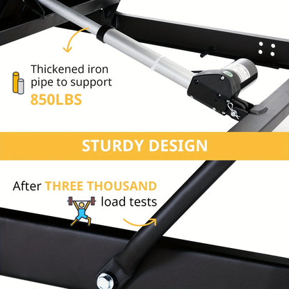 SmileBack Adjustable Bed Frame With Wireless Remote, Electric Bed Frame, Head And Foot Incline, Adjustable Leg Heights Bed Base