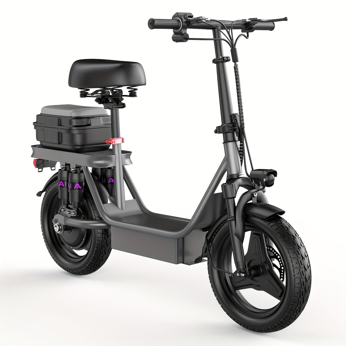 Peak Power 740W Electric Scooter With Free Seat & Basket - 48V10/15AH Battery, Dual Suspension, 20MPH, 10-35 Miles, LCD Display, 330lbs Max Load (Best For Commuting) Folding Ebike Adult Mini Electric Bike Equipped With Intell