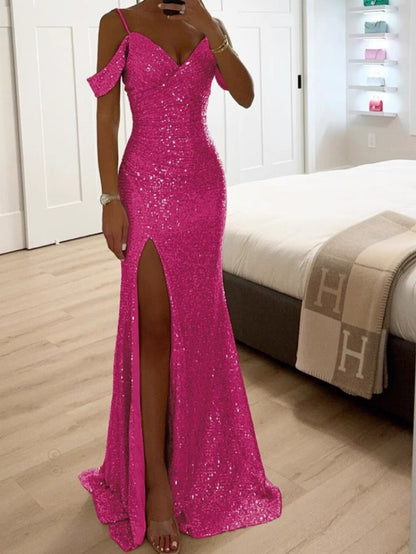European And Spring And Autumn New Suspender Sequined Split INS Casual Loose Party Dress