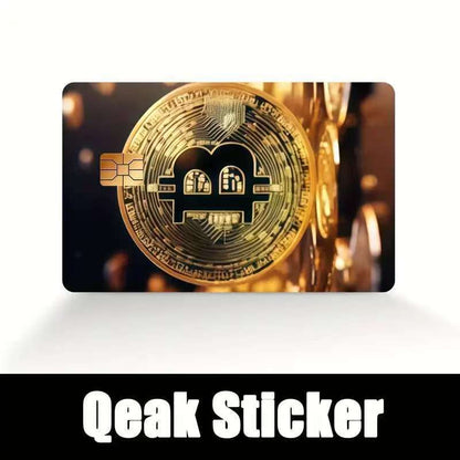 5pcs Set 2025 New Bitcoin Credit Card Skins - Holographic Gloss PVC/Scratch-Resistant Stickers with Bitcoin Logo & Emblem, Permanent Adhesive Removal (No Residue) for Crypto Cards, Collectible for DFeva Enthusiasts