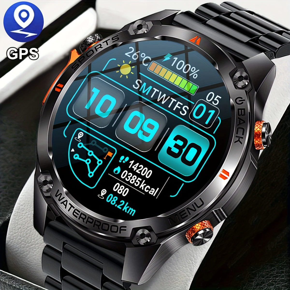 COIUSOR GPS Smartwatch for Men & Women - 1.46" AMOLED HD Display, Wireless Calls & SMS Alerts, Dual-Band L1+L5 GPS, Compass, Altitude, 5 Sports Modes, Magnetic Charging, High Quality, Compatible with for Iphone & Android, Tac