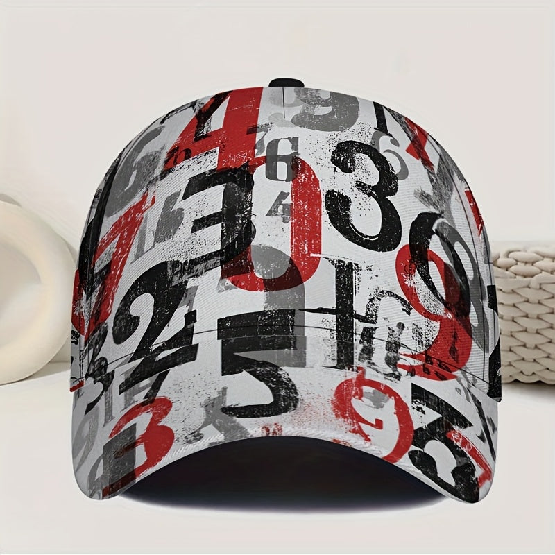 1pc Funky 2D Graffiti Number Snapback Hat - Full-Body Numbered Design (1-9/0) | Bold Graffiti Print for Outdoor Sports, Streetwear & Holiday Parties | Durable Polyester Cap for casual Wear & Athletic Activities
