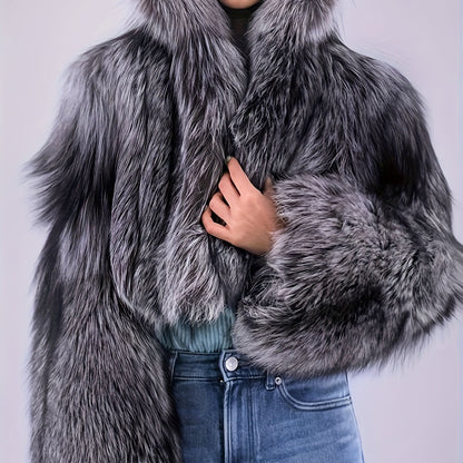 Women's Elegant Long Sleeve Faux Casual Coat, Autumn Winter Christmas Fashion Style
