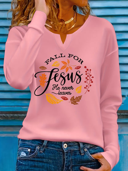 Women'S V-Neck T-Shirt - Fall Inspirational Christian Faith Apparel & Fall Leaves Design, Soft Everyday Church Outfit Essential for Women, Casual Wear & Seasonal Fashion, Autumn Theme Shirt, Comfortable Fit Shirt, Faithbased