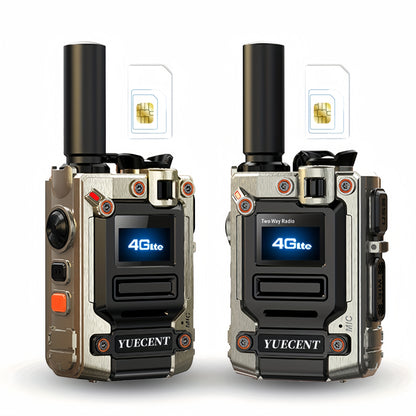 YUECENT Wireless Long-Range Global Walkie-Talkies with SIM Card, 5000km Communication Range, 2-Way Talk, USB Rechargeable, VHF Frequency, Zinc Alloy, Ideal for Outdoor Activities, Outdoor Communication | Modern Walkie Talkie