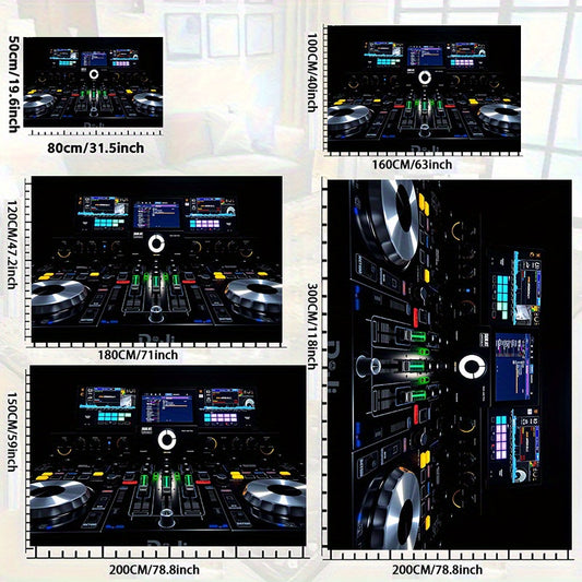 DJ Turntable Design Non-Slip Floor Mat - Machine Washable Mat Mat with Club-like Mixing Board Pattern, Extra Large Available for Home Studio, Living Room, Office, DJ Gifts - Lightweight & Easy Clean Modern Decor Mat, Studio A