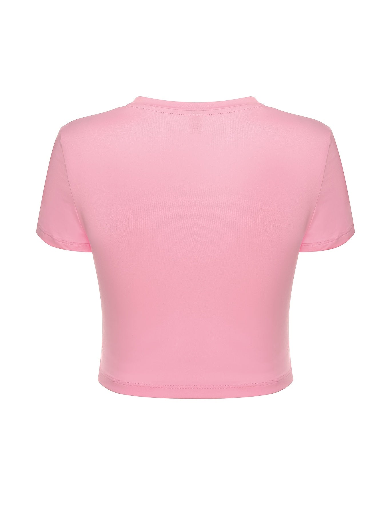 Fun flower-shaped letter creative pattern Women's fashionable short printed T-shirt, sexy slim-fitting waist-revealing Women's T-shirt, round-neck short Women's tight top, classic three-color short-sleeved casual, elegant, li