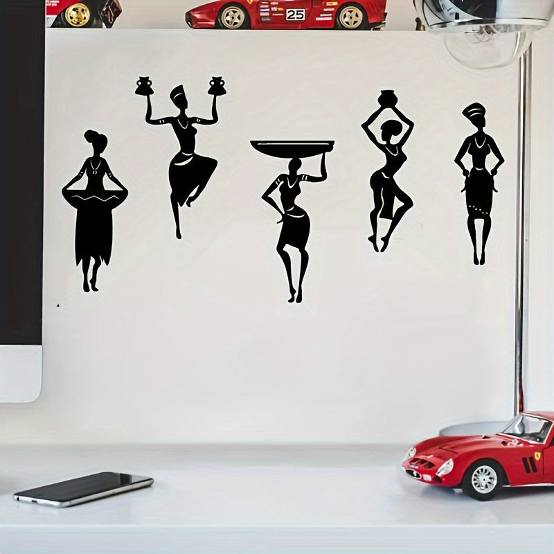 2D Flat, 5pcs African Female Acrylic Wall Decor, African Dancer Artwork, Framed Home Decor, House warming Gifts, Dance Scene Themed Party Decor, Perfect for Birthdays, Valentine's Day, Weddings and Christmas - Ideal for any o