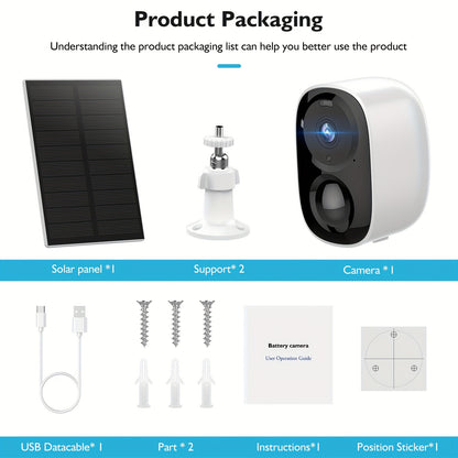 5pcs Wireless Outdoor Security Camera System with AI Motion Detection, Two-Way Talk, Color & Night Vision, PTZ (Pan/Tilt/Zoom), Waterproof IP66, Battery & USB-Powered, Lithium Battery Suitable for /Office/Business Surveillanc