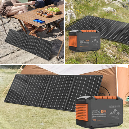 Portable Power Station 240/111/88/83Wh With 60/40/30/21W Solar Panels With AC Outlet 110V(3*USB A, 2*USB C, 2*AC, 2*DC) Solar Generator For Travel Home Emergency Hurricaneth