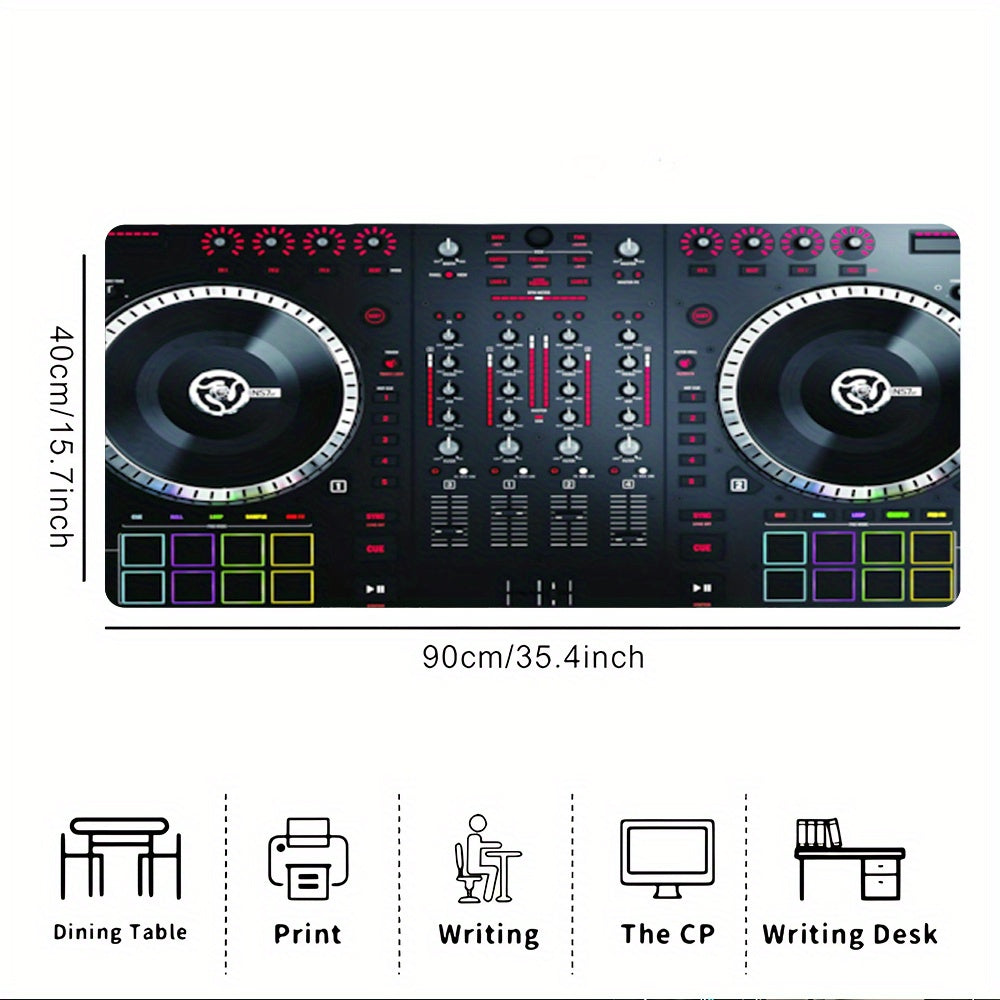 1pc Dj Controller Style Mouse Pad Mouse Pad & Ultra Smooth Keyboard Pad - Non-Slip Rubber Base, Stitched Edges Design, Suitable for Office, Home Computer Accessories, Durable Stitched Edges, Smooth Surface