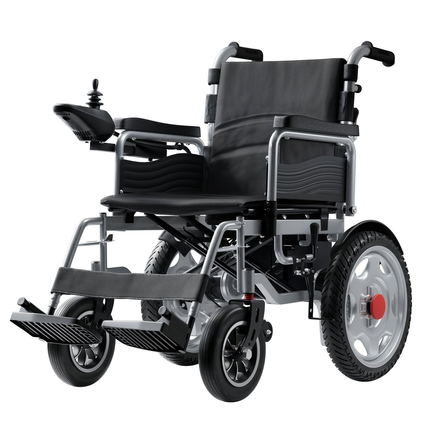 Foldable Electric Wheelchair Ldeal For Elderly, Made For AdultMobility Difficulties, 24V Lead - Acid Battery, Electromagnetic Brake System For Smooth Slope Stopping, 12 - Inch Solid Tires For All Terrains, 15km Range For Regu