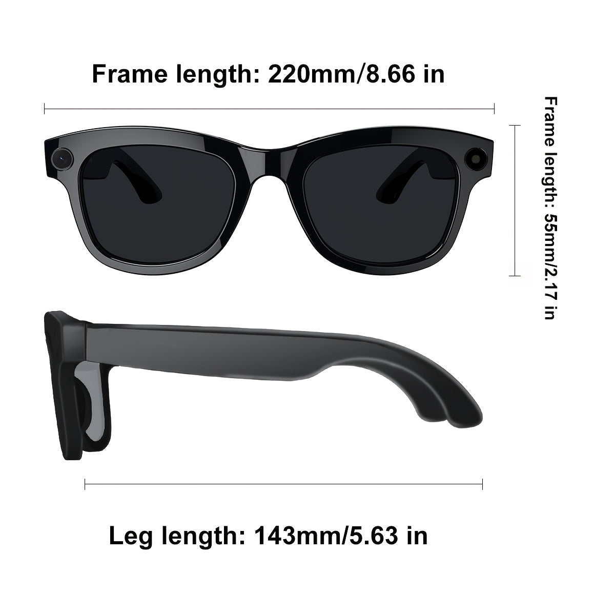 1080P Video Glasses with Real-Time Translation, 160 Languages, High-Definition Audio & 4K Motion Recording, Noise Reduction, Wireless Call, Wireless, Magnetic Charging - USB Rechargeable for TV, Mobile Phones, Laptops, Cyclin