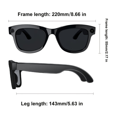 1080P Video Glasses with Real-Time Translation, 160 Languages, High-Definition Audio & 4K Motion Recording, Noise Reduction, Wireless Call, Wireless, Magnetic Charging - USB Rechargeable for TV, Mobile Phones, Laptops, Cyclin