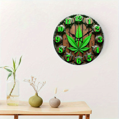 The 2D Plane "Welcome to Our Joint Space And Relax!" Four-Leaf Clover-Themed Wall Clock Features a Silent Quartz Movement. It Is an Ideal Choice for Wall Decoration, an Excellent Gift for Birthdays, Christmas And Halloween