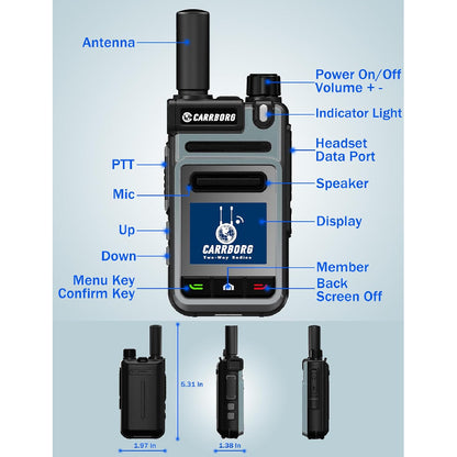 2 Pack V1 Global 4G/5G Walkie Talkie Two Way Radio System with SIM Cards, 4000mAh Type-C Battery- Handheld VHF/UHF Radios for Hunting, Fishing, Outdoor, Camping, Emergencies - Global Coverage (Compatible with 2.4G/3G/4G/5G)