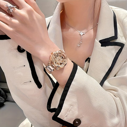 Fashionable Women'S Watch with Sunflower Design, Suitable for Swimming And Daily Wear.