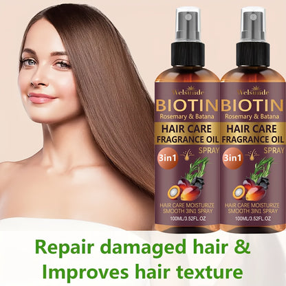 Set of 2 No-Rinse Hair Serum Oil Sprays Featuring Batana And Rosemary, Designed for Quick Volumizing, Smoothing, And Frizz Management. Eliminate Dryness And Split Ends While Providing Heat Protection, Addressing Various Hair