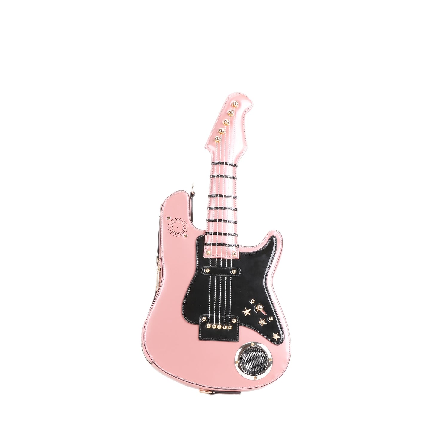 Electric Guitar Shaped Fashionable PU Crossbody Bag for Women, Solid Color, Detachable Shoulder Strap, USB Speaker, Zipper Closure, Polyester Lining, Edge Paint, Hip Hop Style, Detachable Strap, Electric Guitar Bag