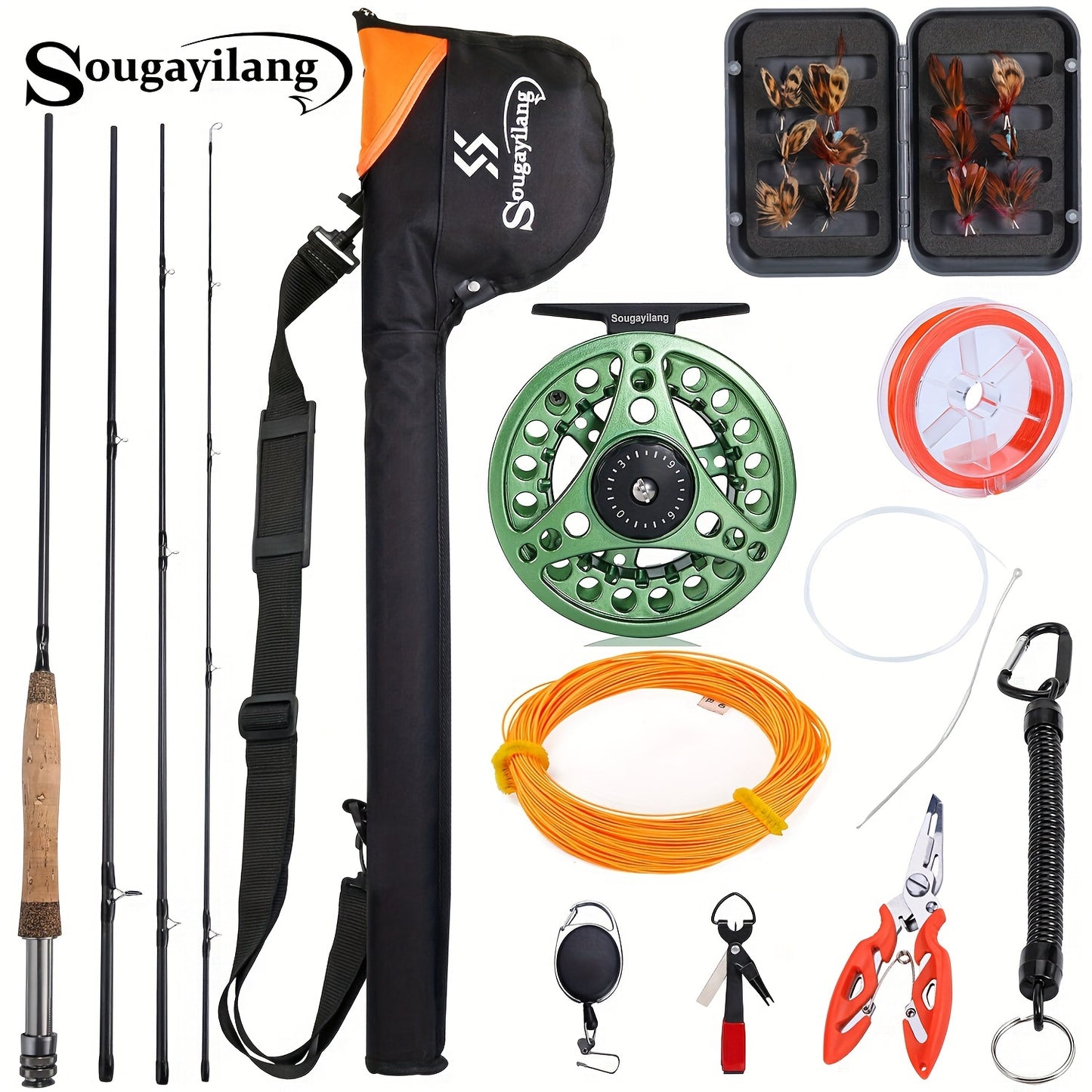 Sougayilang Ultimate Fly Fishing Kit - 4-Section Rod, 5/6 Reel, Line & Accessories for Freshwater Streams - Ideal for Beginners & Experienced Anglers - Perfect Gift for Fishing Enthusiasts