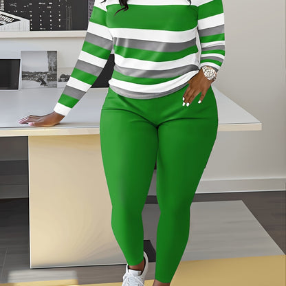 Smct01 Casual Long Sleeve Set with Striped Custom Print