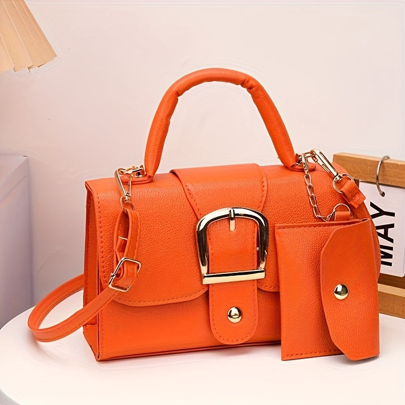 [Square Crossbody Bag] Women'S Small Square Crossbody Bag - Lightweight Synthetic Purse with Snap Closure, Compact Everyday & Formal Bag in Orange, Pink, Blue, Yellow, White, Black - Minimalist Chic Handbag for Women, Crossbo