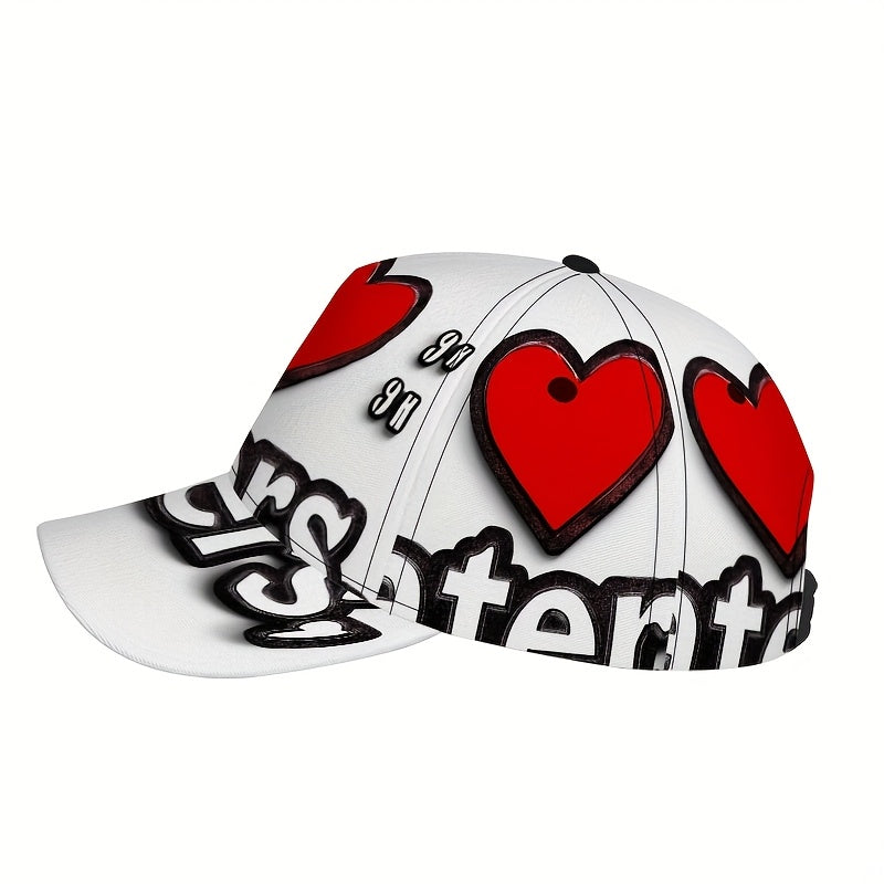1pc I Love Haters Bold Text Print Baseball Cap | Lightweight Duckbill Hat with Adjustable Strap, Red Accent Design, Comfortable Fit for Men & Women, Casual Headwear | Trendy Duckbill Hat | Durable Headgear