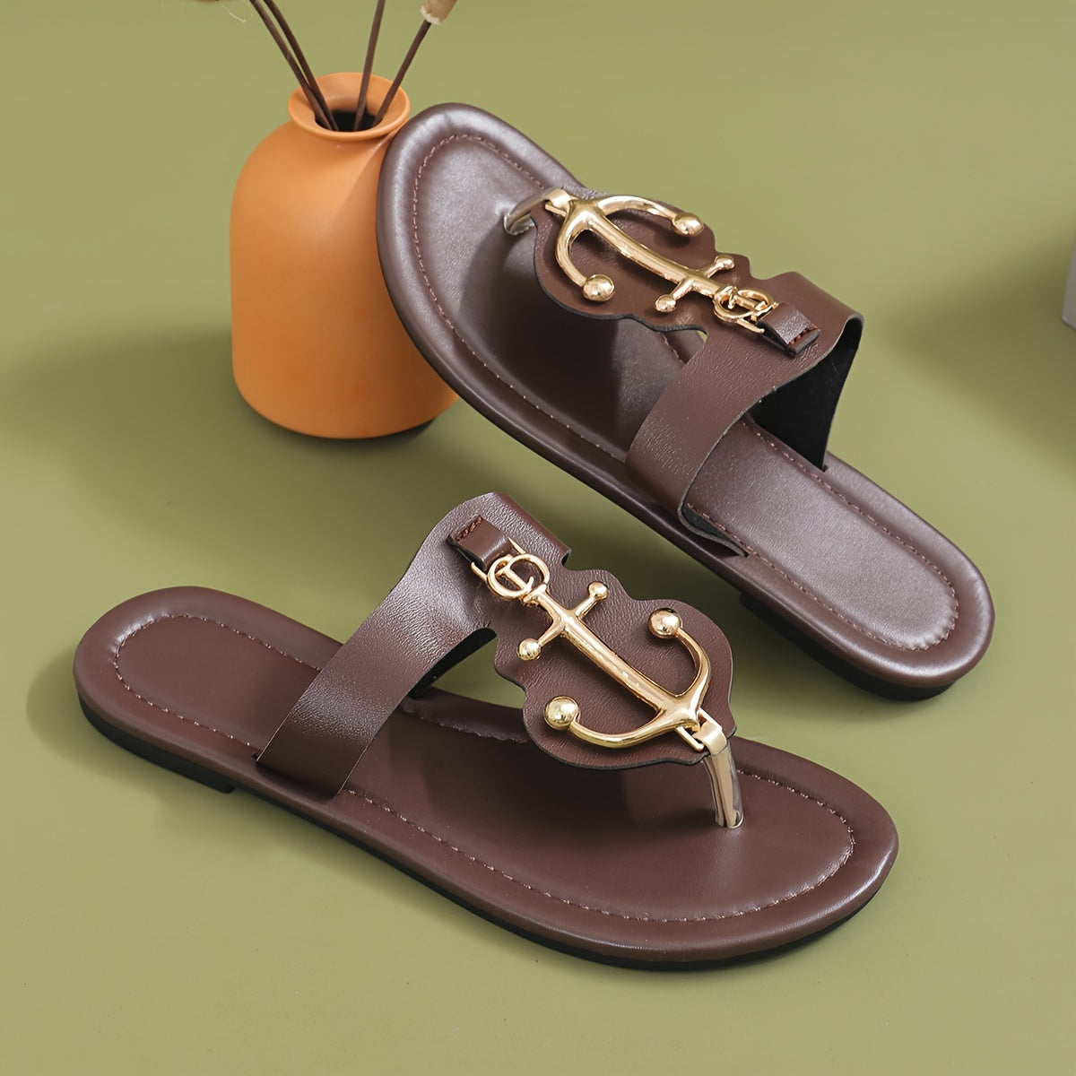 Women's Trendy Slide Sandals, Casual Clip Toe Flat Summer Shoes, Lightweight Slide Sandals