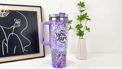 1pc Personalized Name & Motivational Quote Tumbler 40oz with Lid - Custom Stainless Steel Cup, Insulated for Hot/ Drinks, Custom Name/Date/Message Gift for /Men, Birthdays, Christmas, Valentines, Teachers, Coworkers
