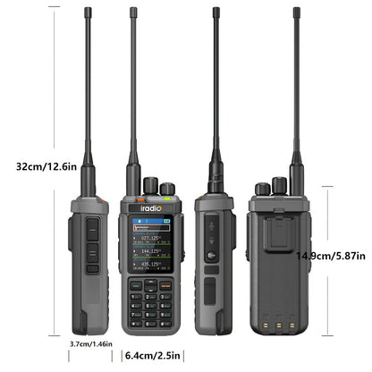 Iradio UV-98PLUS 6 Bands Walkie Talkie 10W High Power Cross Band Repeater Radio, 1024 Canales for Emergency, Outdoor, Security, Emergency Communication, Outdoor Communication, Handheld Radio, Professionalgrade Radio, Highpowe